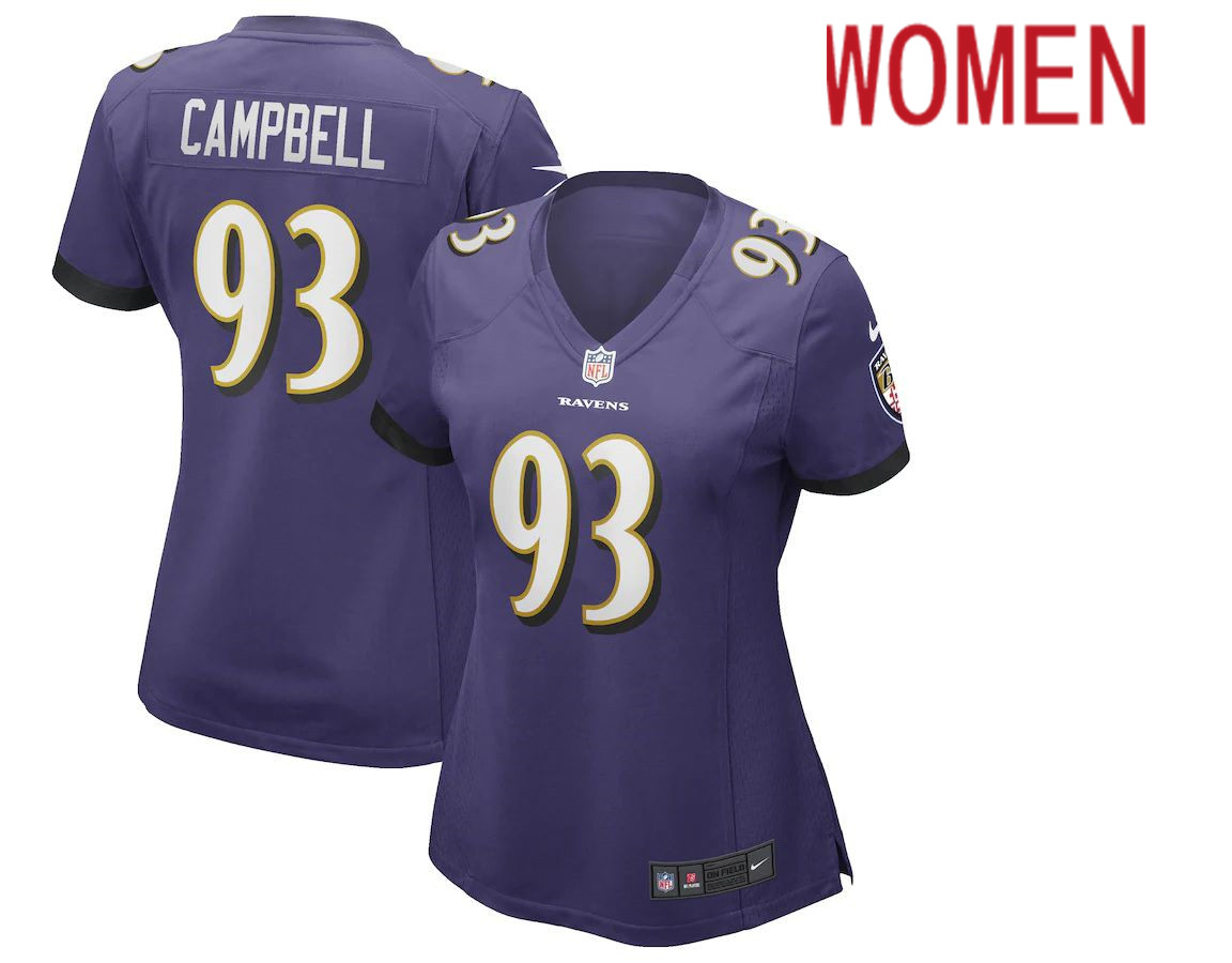 Women Baltimore Ravens #93 Calais Campbell Nike Purple Game Player NFL Jersey
